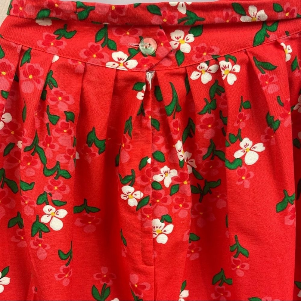 Vintage Malia Honolulu Cotton Floral Skirt *00 Orange/Red - Picture 9 of 9
